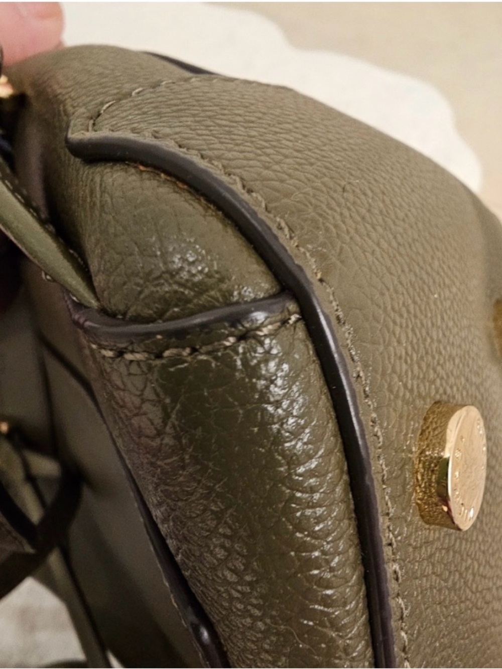 Michael Kors Olive Pebbled Leather Backpack with Gold Hardware - Picture 12 of 13